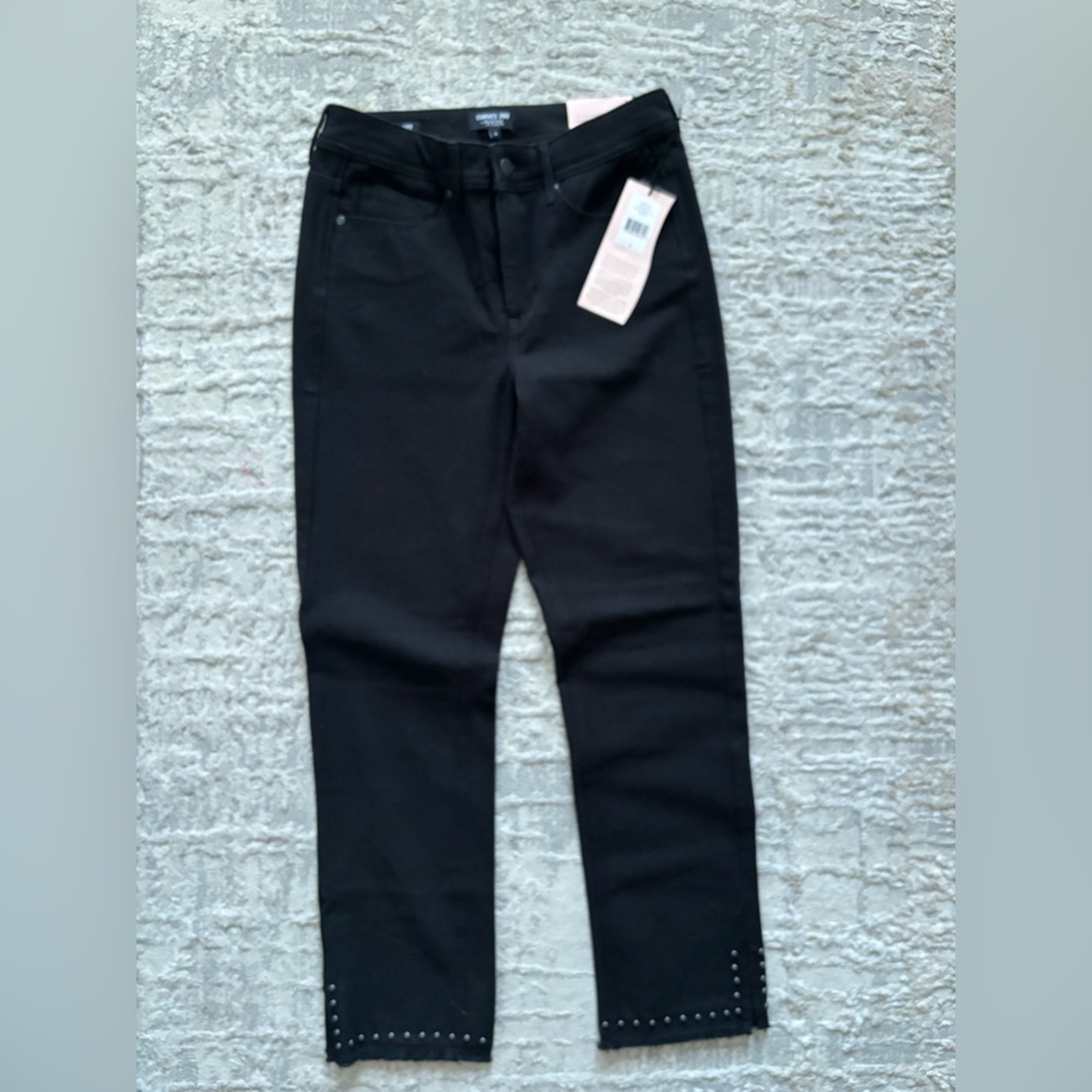 NYDJ Women's Black Skinny Jeans with Studded Hem